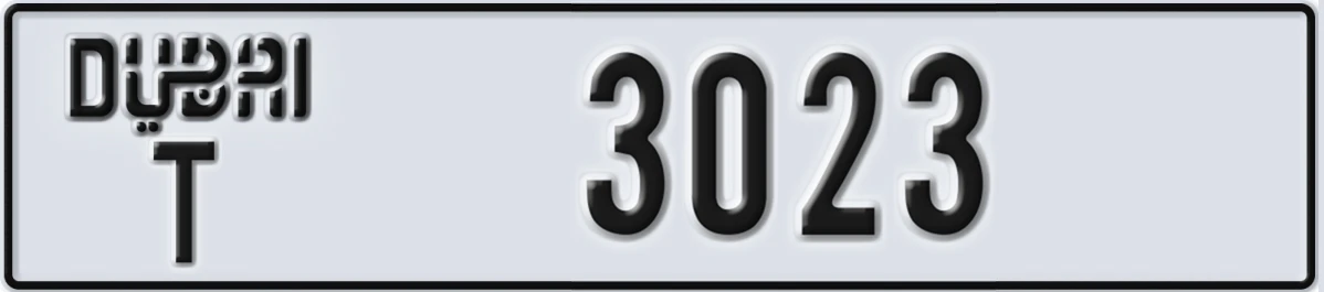 UAE License Plate Dubai T 3023