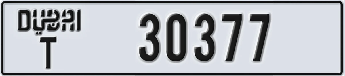 UAE License Plate Dubai T 30377
