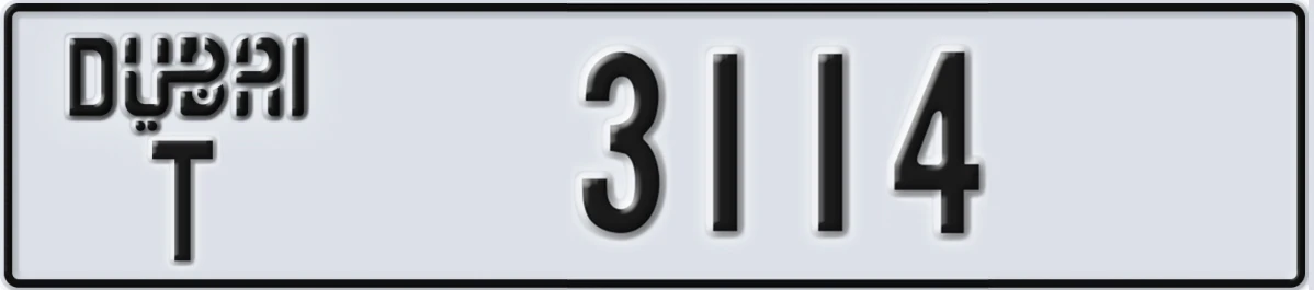 UAE License Plate Dubai T 3114