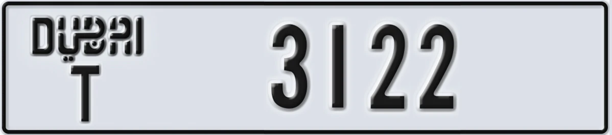 UAE License Plate Dubai T 3122