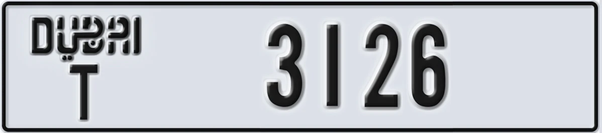 UAE License Plate Dubai T 3126