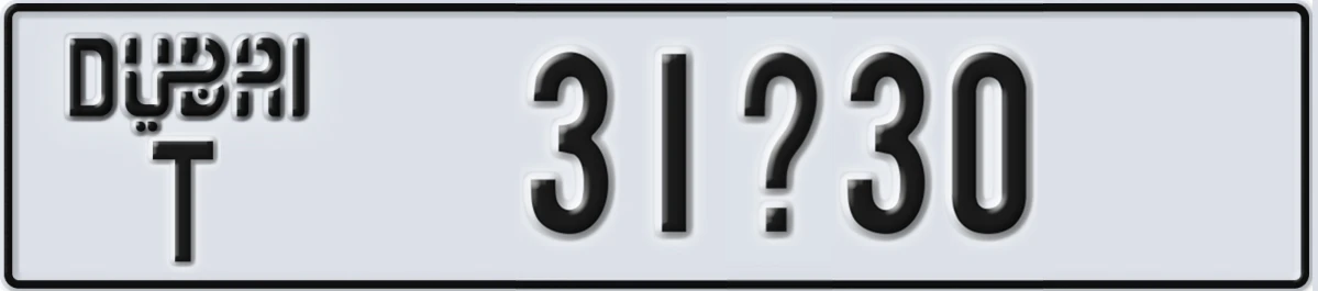 UAE License Plate Dubai T 31@30