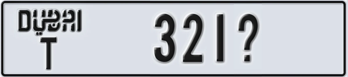 UAE License Plate Dubai T 321X