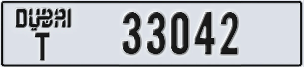 UAE License Plate Dubai T 33042
