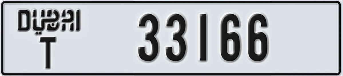 UAE License Plate Dubai T 33166