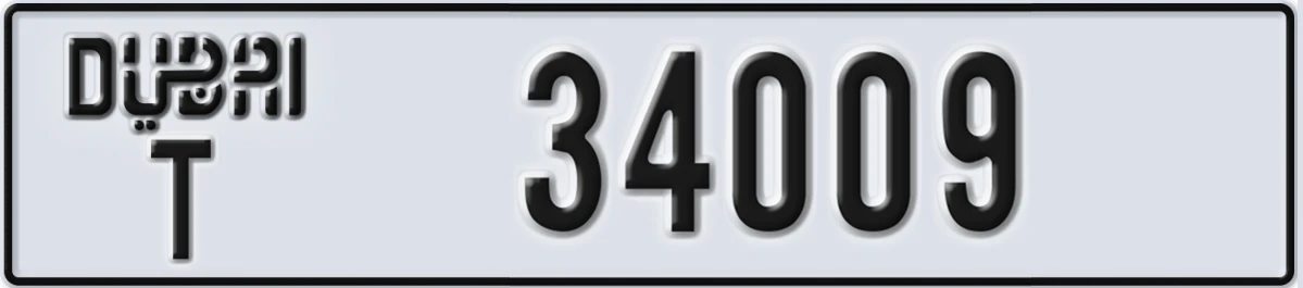 UAE License Plate Dubai T 34009