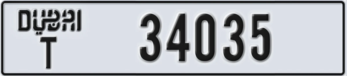 UAE License Plate Dubai T 34035