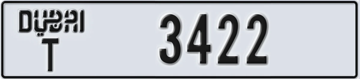 UAE License Plate Dubai T 3422