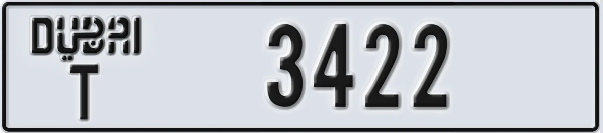 UAE License Plate Dubai T 3422