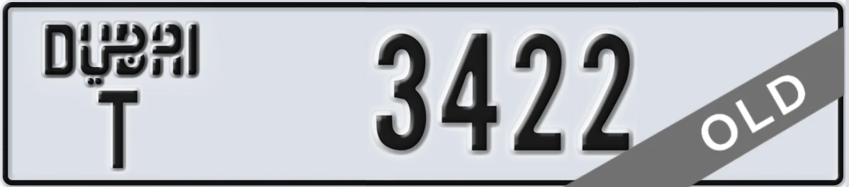 UAE License Plate Dubai T 3422
