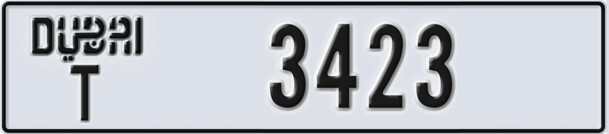UAE License Plate Dubai T 3423