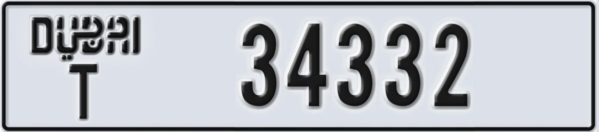 UAE License Plate Dubai T 34332