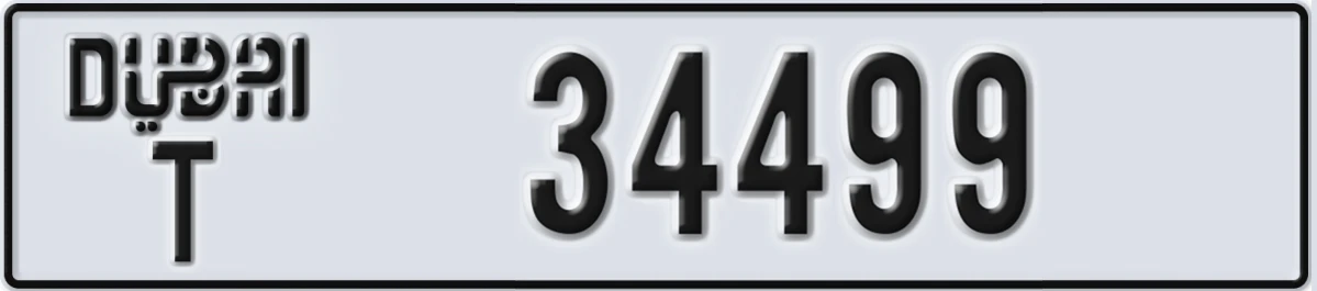 UAE License Plate Dubai T 34499
