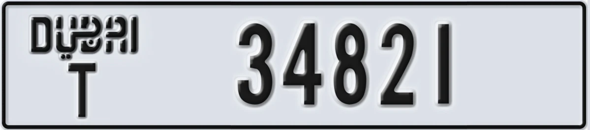 UAE License Plate Dubai T 34821
