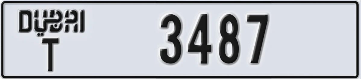 UAE License Plate Dubai T 3487