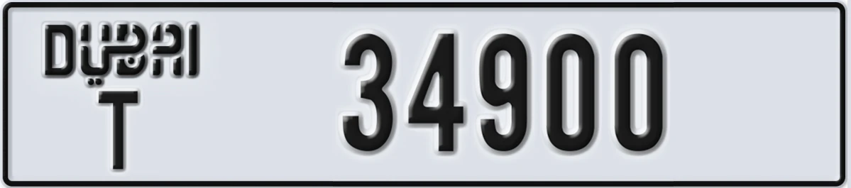 UAE License Plate Dubai T 34900