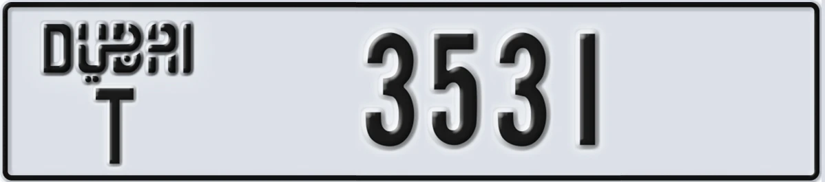UAE License Plate Dubai T 3531