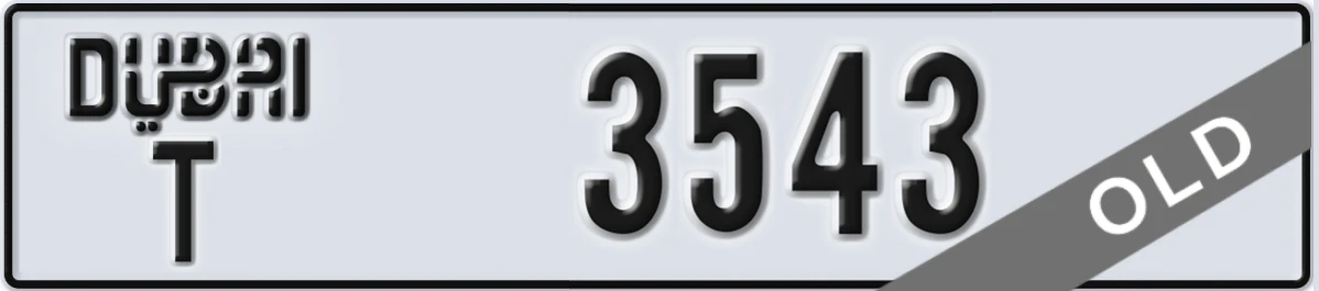UAE License Plate Dubai T 3543