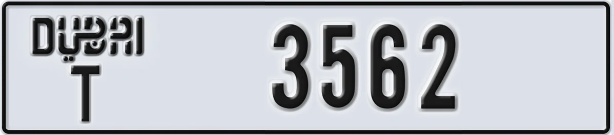 UAE License Plate Dubai T 3562