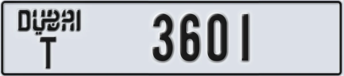 UAE License Plate Dubai T 3601