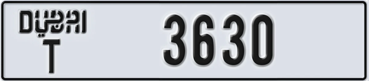 UAE License Plate Dubai T 3630