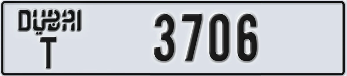UAE License Plate Dubai T 3706