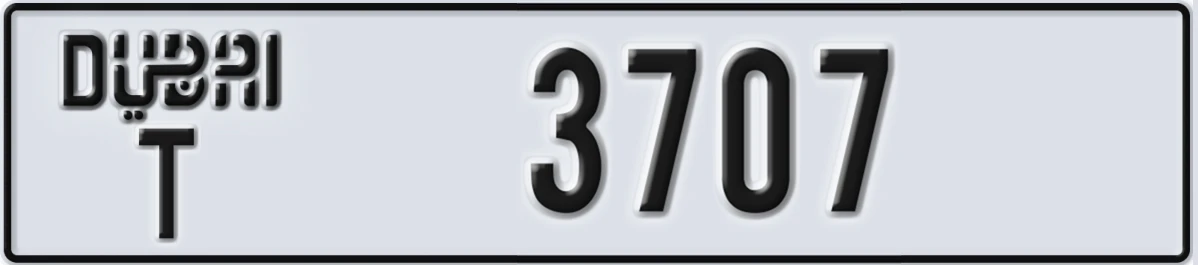 UAE License Plate Dubai T 3707