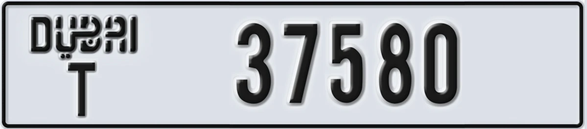 UAE License Plate Dubai T 37580