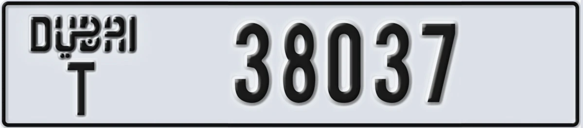 UAE License Plate Dubai T 38037