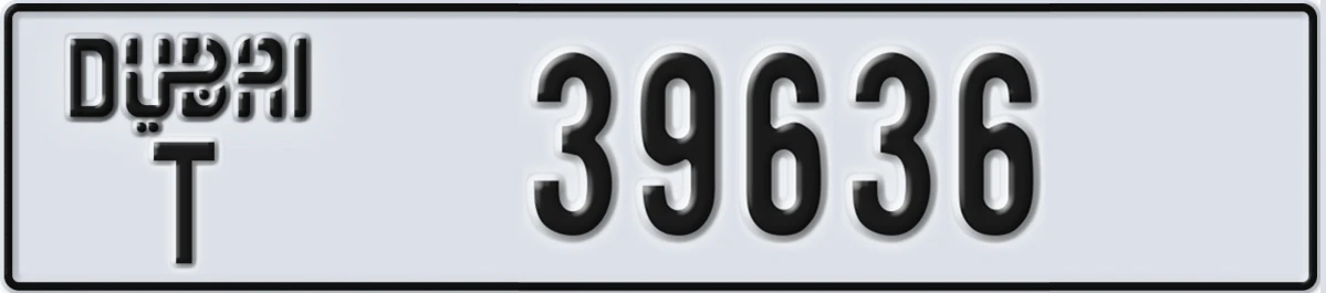 UAE License Plate Dubai T 39636