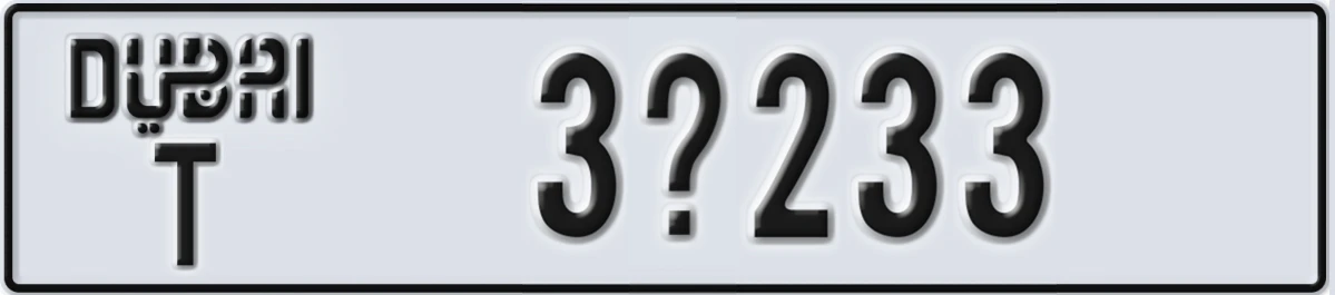 UAE License Plate Dubai T 3X233