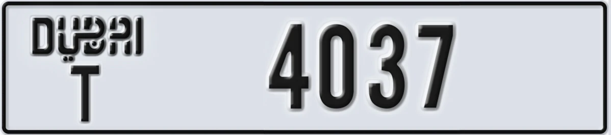 UAE License Plate Dubai T 4037