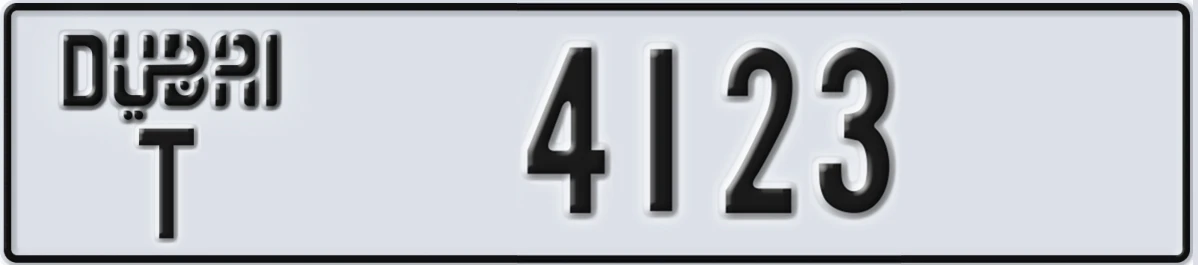UAE License Plate Dubai T 4123