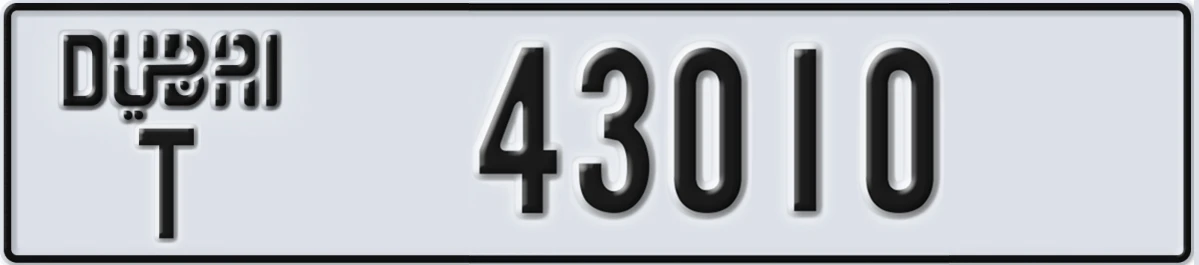 UAE License Plate Dubai T 43010