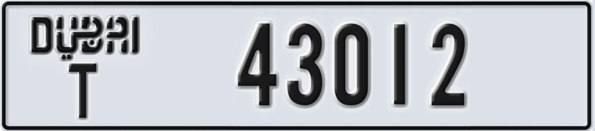 UAE License Plate Dubai T 43012