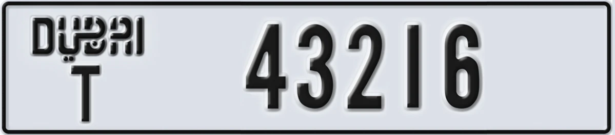 UAE License Plate Dubai T 43216