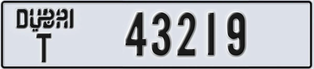 UAE License Plate Dubai T 43219