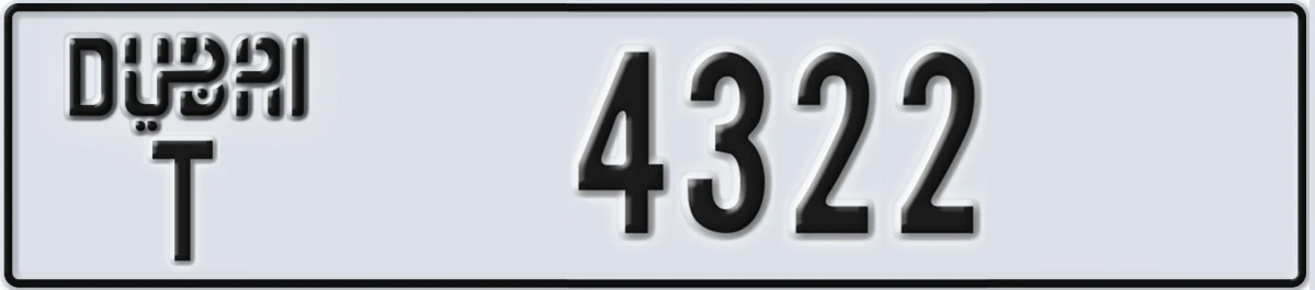 UAE License Plate Dubai T 4322