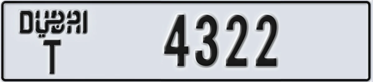 UAE License Plate Dubai T 4322