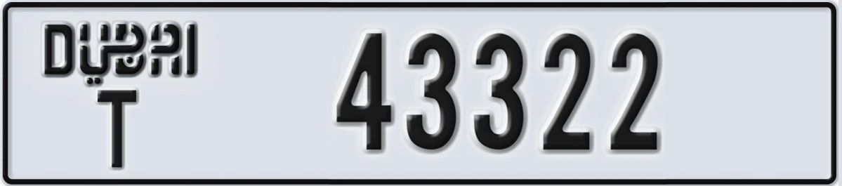 UAE License Plate Dubai T 43322