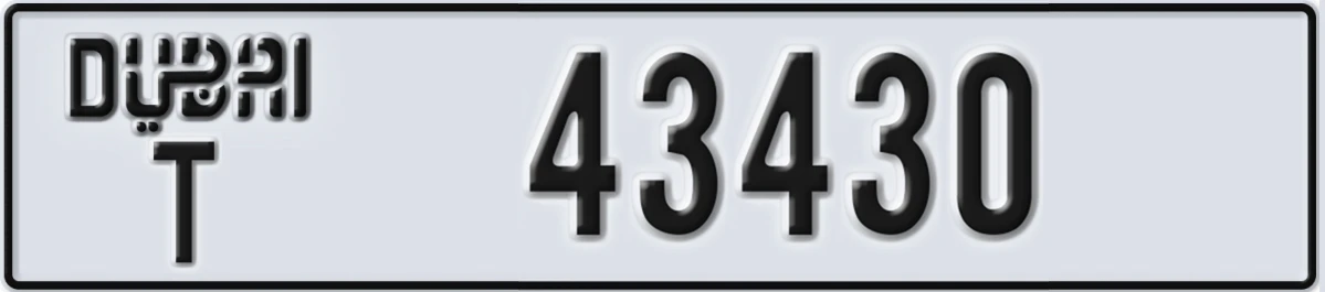 UAE License Plate Dubai T 43430