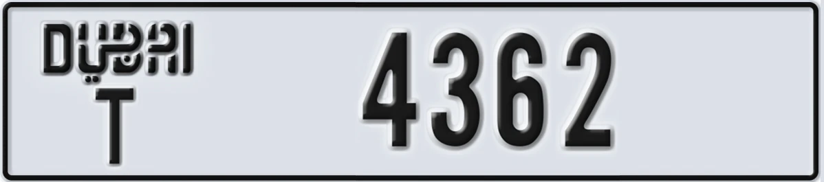 UAE License Plate Dubai T 4362