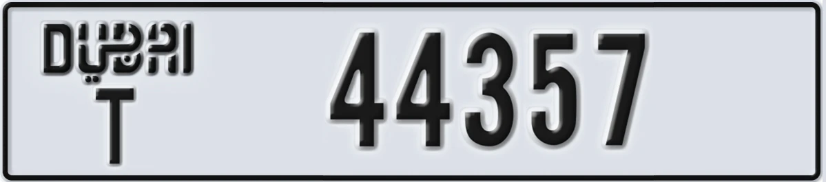 UAE License Plate Dubai T 44357
