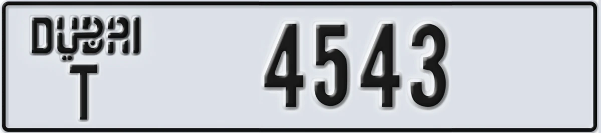 UAE License Plate Dubai T 4543