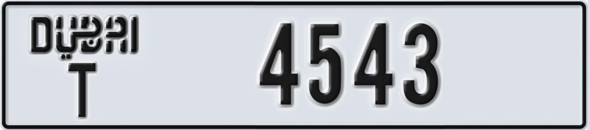 UAE License Plate Dubai T 4543