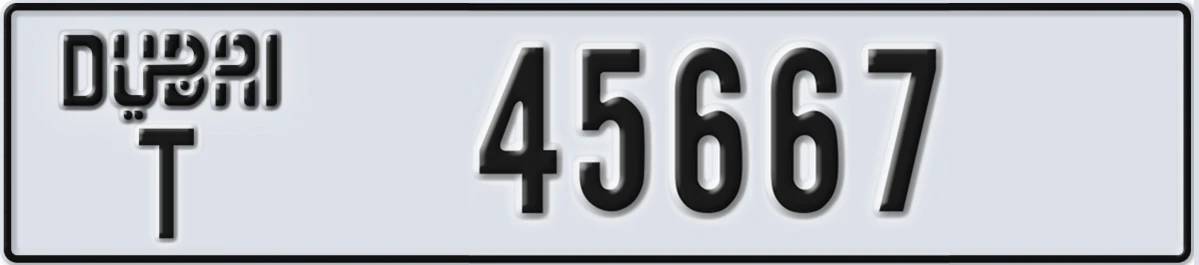UAE License Plate Dubai T 45667