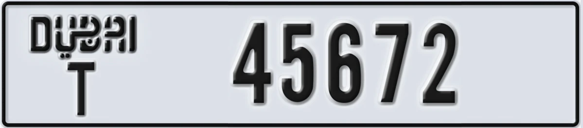 UAE License Plate Dubai T 45672