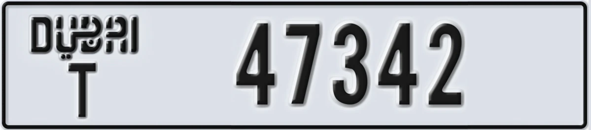 UAE License Plate Dubai T 47342