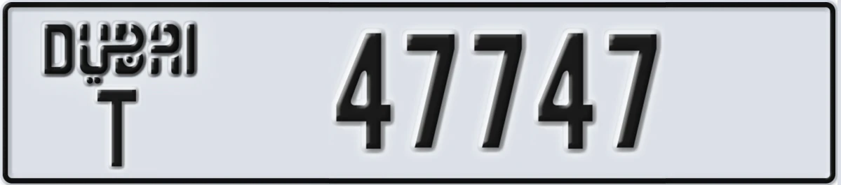 UAE License Plate Dubai T 47747