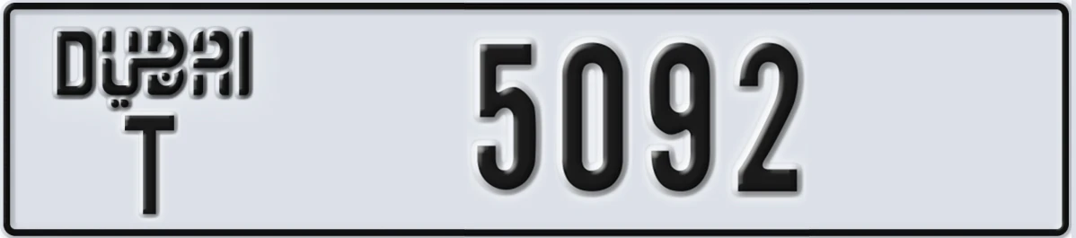 UAE License Plate Dubai T 5092